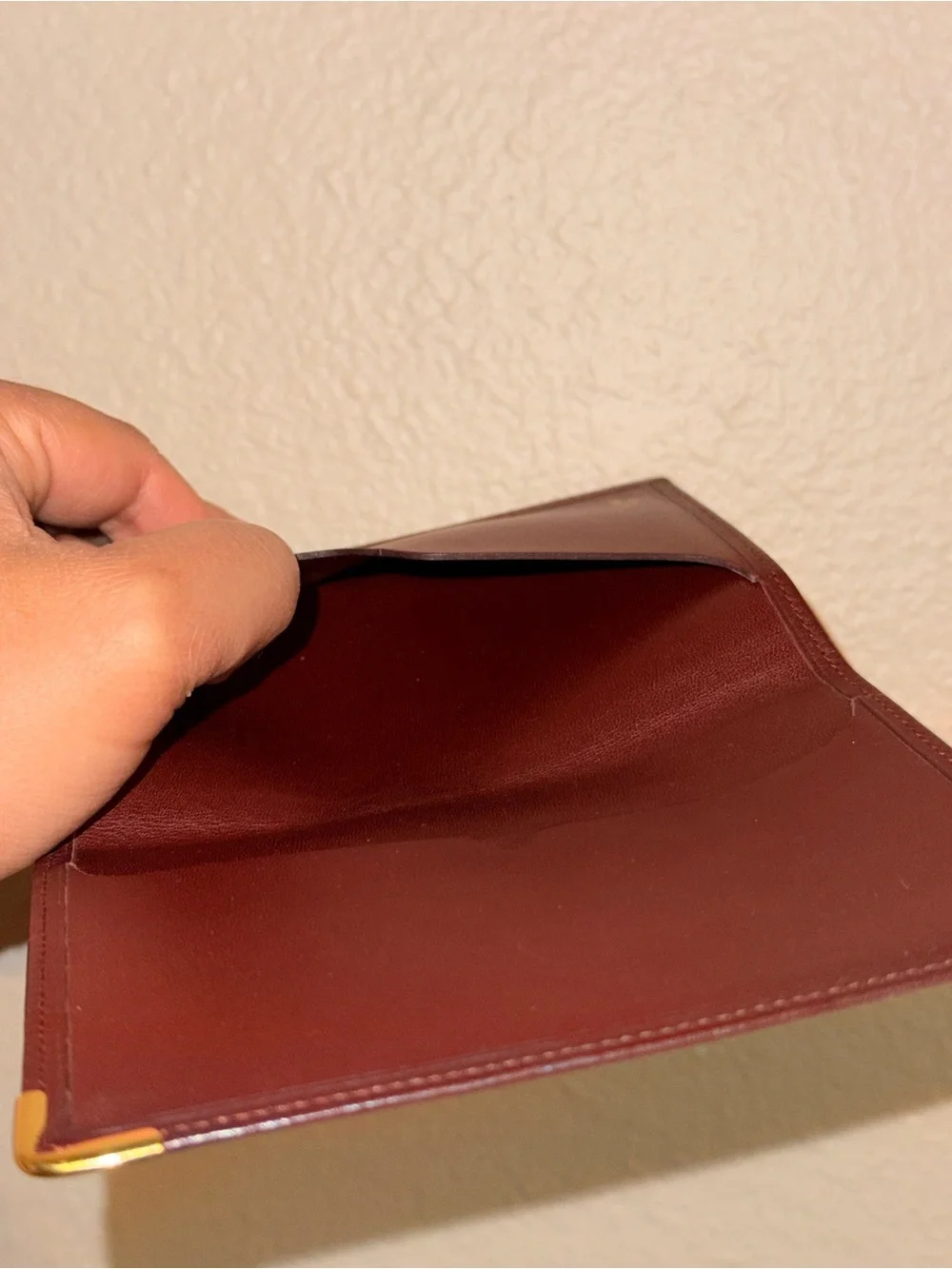 Vintage Cartier Paris Burgundy Bordeaux Red Leather Card Case Holder